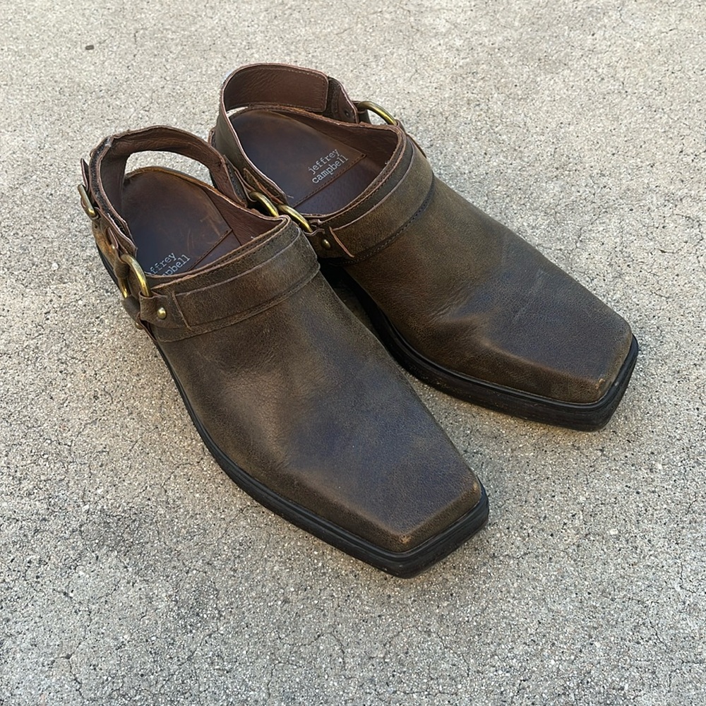 Jeffrey Campbell Alix harness mule in brown size 7